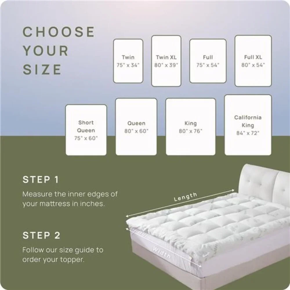 Cooling Mattress Topper - Queen Size | Plush Pad Mattress Topper for Back Pain